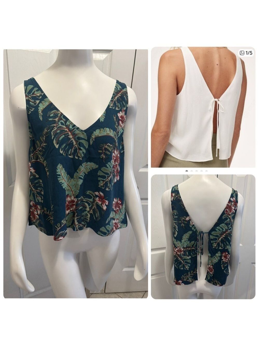 Aritzia Wilfred Free Kempner Open Back Tie
Tropical Flowers Tank Top Size Large